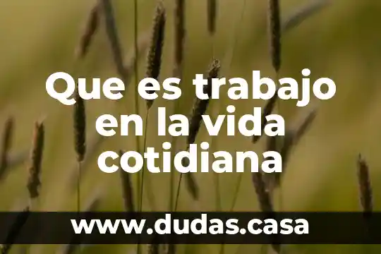 Que es trabajo en la vida cotidiana