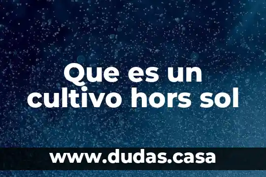 Que es un cultivo hors sol