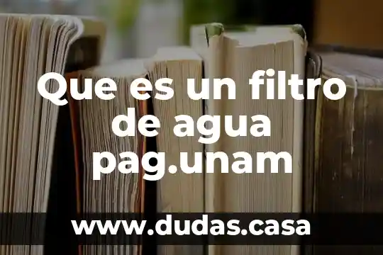 Que es un filtro de agua pag.unam