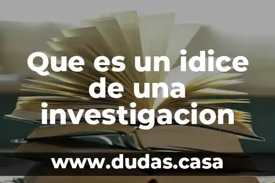 Que es un idice de una investigacion