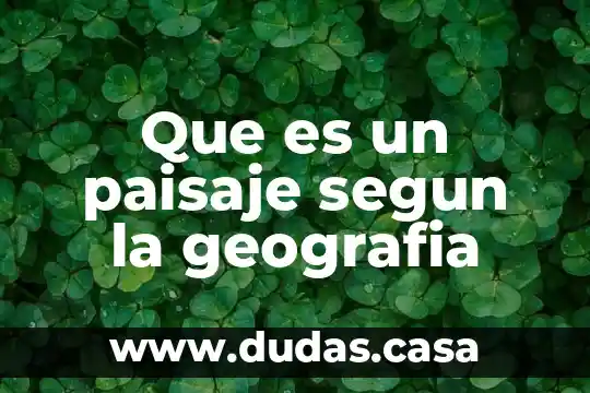 Que es un paisaje segun la geografia