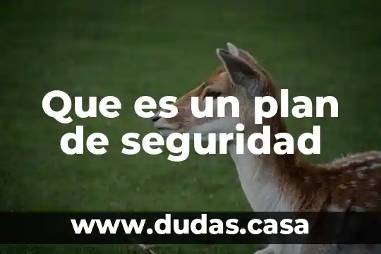 Que es un plan de seguridad