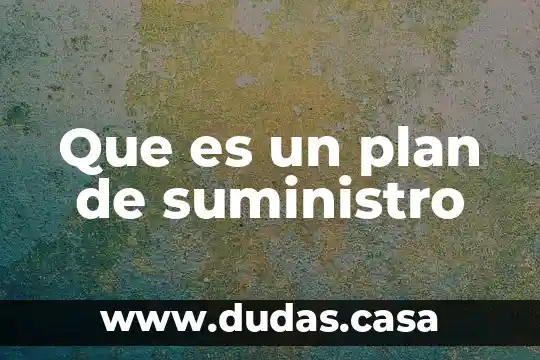 Que es un plan de suministro