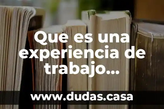 Que es una experiencia de trabajo vivencial
