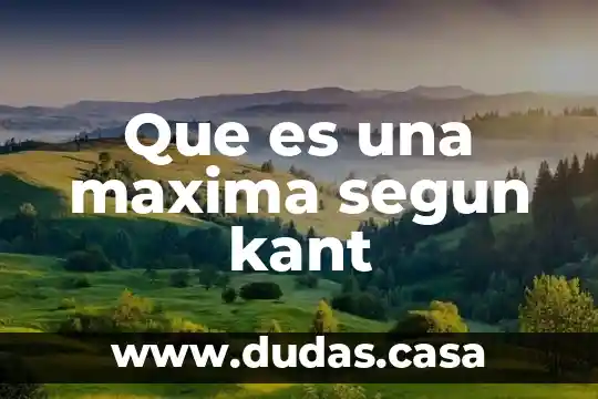 Que es una maxima segun kant