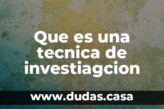 Que es una tecnica de investiagcion