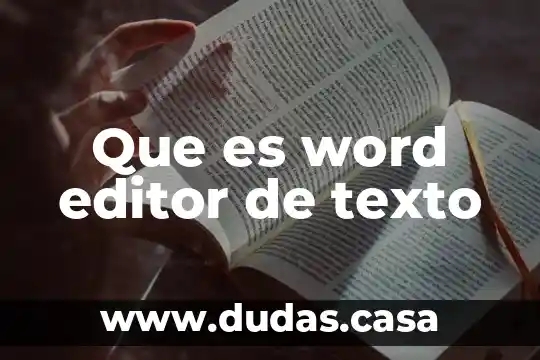 Que es word editor de texto