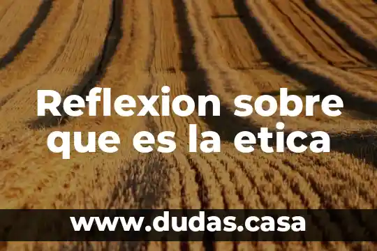 Reflexion sobre que es la etica