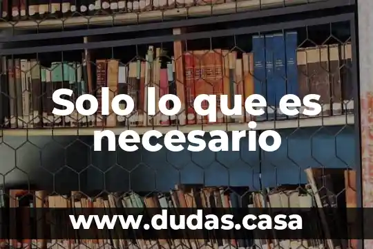 Solo lo que es necesario