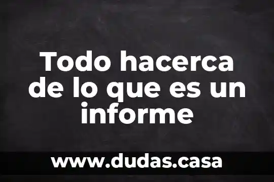 Todo hacerca de lo que es un informe